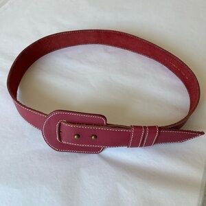 Vintage Norma Kamali Lipstick Red Leather Belt - 1980s Rare Find